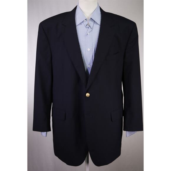 Jos A Bank Blazer Navy Blue Gold Button Jacket 48R - Picture 2 of 8